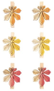 Wooden Leaves on Peg 4 cm, 6 pcs 