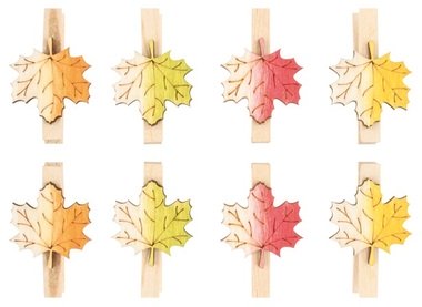 Wooden Leaves on Peg 3 cm, 8 pcs 