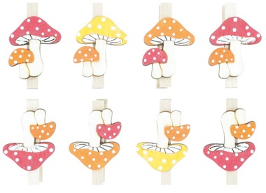 Wooden Mushrooms on Peg 3,5 cm, 8 pcs 