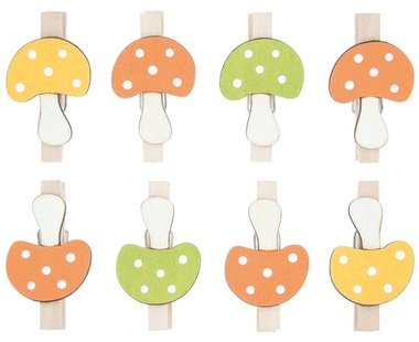 Wooden Mushrooms on Peg 3,5 cm, 8 pcs 