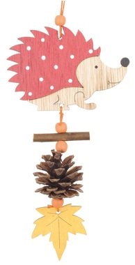 Hanging  Wooden Hedgehog 9 x 20 cm, Red