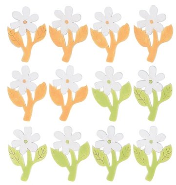 Wooden Flowers 4 cm with Sticker, 12 pcs