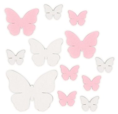 Wooden Butterflies Mix of Sizes 2,5- 4,5 cm, 12 pcs