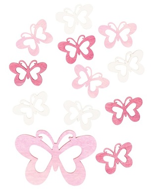 Wooden Butterflies 4 cm, 12 pcs 