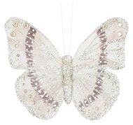 Butterfly on Clip 12 cm, Beige