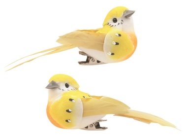 Bird on Clip 8 cm, 2 pcs, Yellow