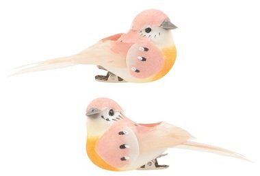 Bird on Clip 8 cm, 2 pcs, Pink