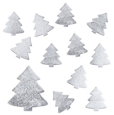 Wooden Trees 3 cm, 12 Pcs, Silver