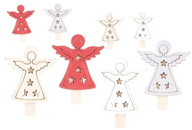 Wooden Angel on Peg 4,5 cm 8 pcs