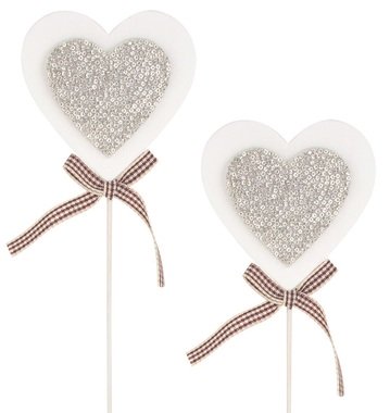 Wooden Heart 7 cm + Stick, 2 pcs