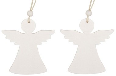 Hanging Wooden Angel 9 cm, 2 pcs