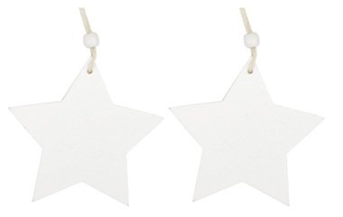 Hanging Wooden Star 9 cm, 2 pcs