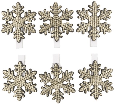 Snowflake w/Sequins on Peg 4 cm, 6 pcs