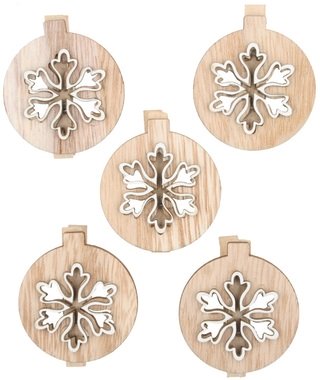 Wooden Snow flake on Peg 4,5 cm, 5 pcs