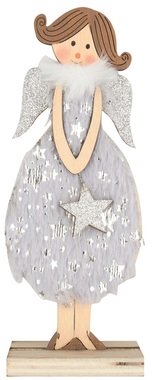 Standing Wooden Angel 16 cm, Grey