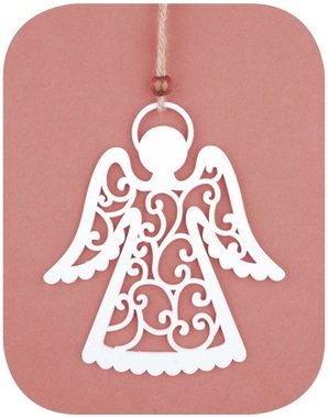 Hanging Wooden Angel 12 cm, White 