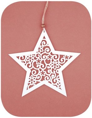 Hanging Wooden Star 18 cm, White