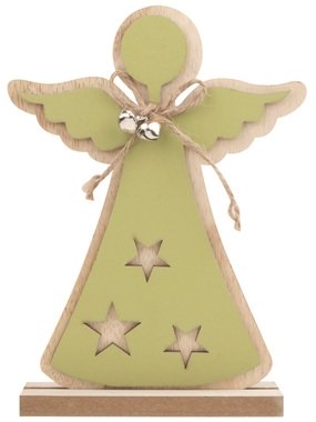 Standing Wooden Angel 13 x 18 cm, Green