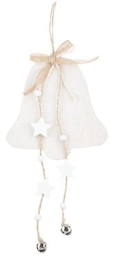 Hanging Wooden Bell 11,5 x 20 cm, White 