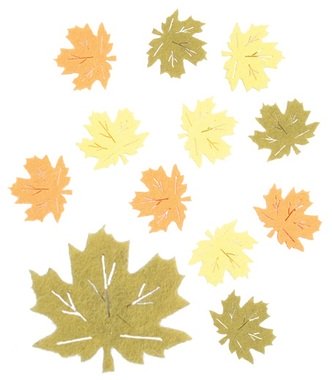 Felt Leaf w/Sticker 3,5 cm, 12 pcs