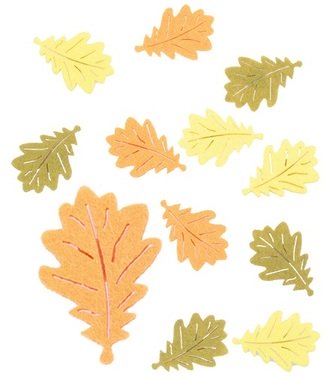 Felt Leaf w/Sticker 4 cm, 12 pcs