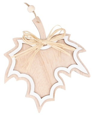 Hanging Wooden Leaf Natural 12 cm 