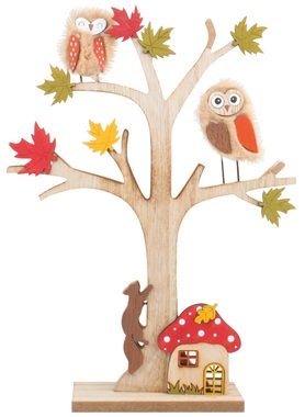 Wooden Tree with Owls and House 30 cm 