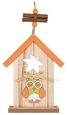 Hanging Wooden Birdhouse Orange 15 cm