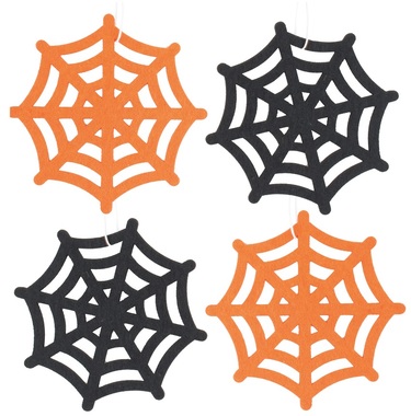 Hanging Felt Spider Web 18 cm, 4 pcs