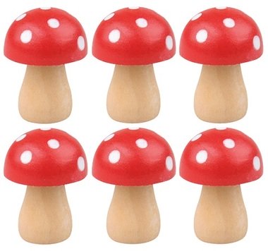 Wooden Toadstool 2,5 cm, 6 pcs