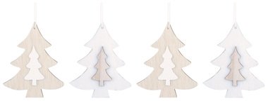 Hanging Wooden Trees 7 cm, 4 pcs