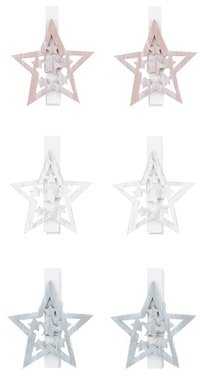 Wooden Star on Peg 4 cm, 6 pcs