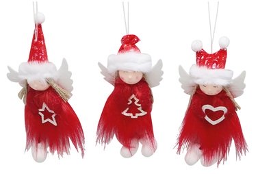 Hanging Angel w/Shaggy Skirt Red 12 cm 