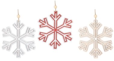 Hanging Wooden Snowflake 13 cm 