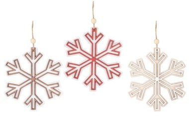 Hanging Wooden Snowflake 11 cm 