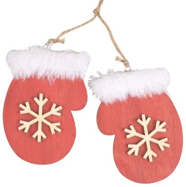 Hanging wooden gloves 9 cm, red