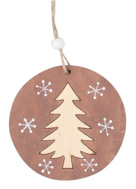 Hanging Wooden Decoration 9 cm, Brown