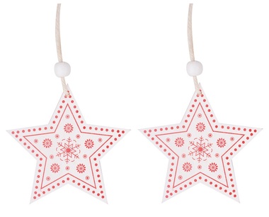 Hanging Wooden Stars White 8 cm, 2 pcs 