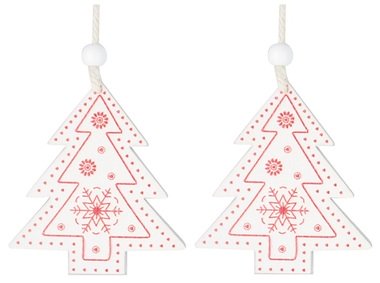 Hanging Wooden Trees White 8 cm, 2 pcs 