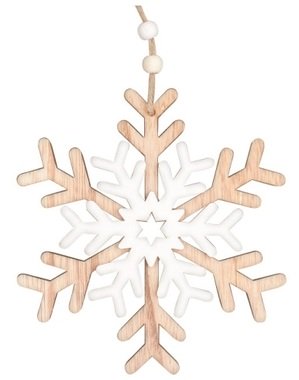 Hanging Wooden Snowflake 14,5 cm 