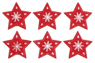 Felt Stars on Peg Red 5 cm, 6 pcs 