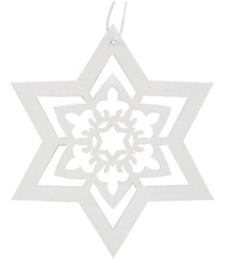 Hanging Wooden Star 10 cm, White 