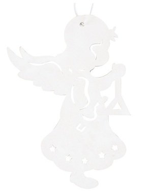 Hanging Wooden Angel 12 cm, White