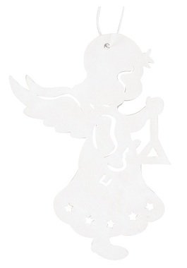 Hanging Wooden Angel 10 cm, White