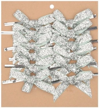 Ribbon Bow 8 cm, 12 pcs Silver