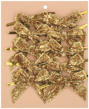 Ribbon Bow 8 cm, 12 pcs Gold