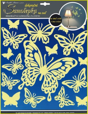 Wall Sticker Glow in the Dark 32x31 cm, Butterflies