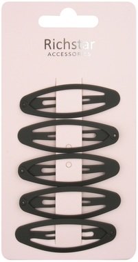 Hair Clips Ellipse Black 6 cm 5 pcs