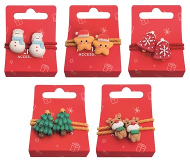 Hair Rubber Bands, Christmas Motifs 2 pcs