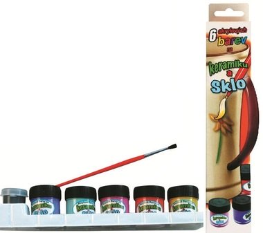 Colours for Ceramics and Glass, 5 colours x 12 ml&5 ml contour&brush